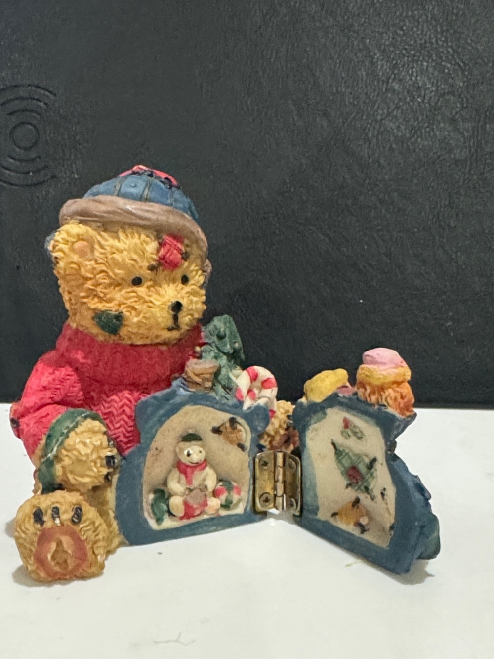 Holiday Bear Figurine in Red and Blue